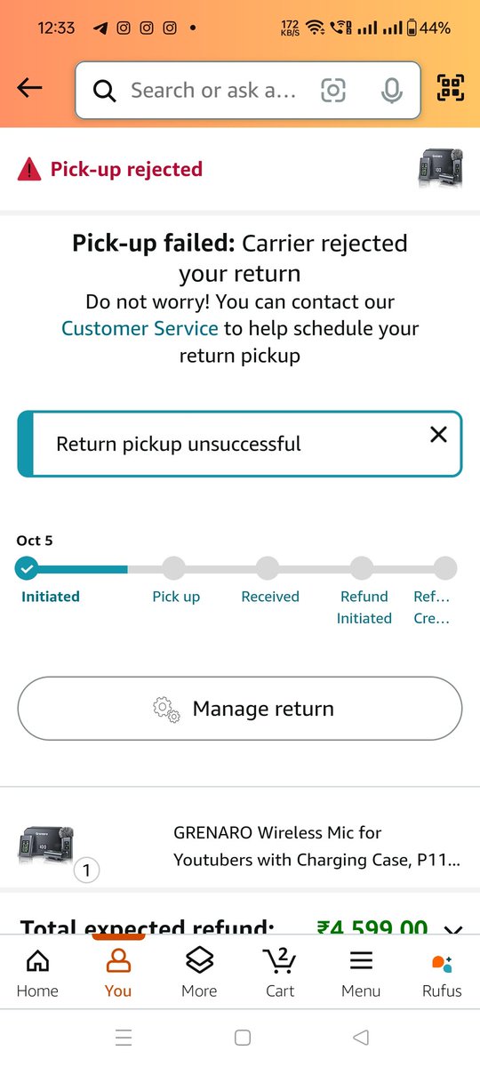 Abhishek_sir_g's tweet photo. @AmitAgarwal @JeffBezos @amazonIN @amazon 
I purchased a Grenaro wireless microphone from @amazonIN on 25 Sept 2024. It was delivered on 27 Sept. Sadly, the product was defective—the mic wouldn't connect to its receiver device. #AmazonIndia #DefectiveProduct https://t.co/PZhIcb9u9w