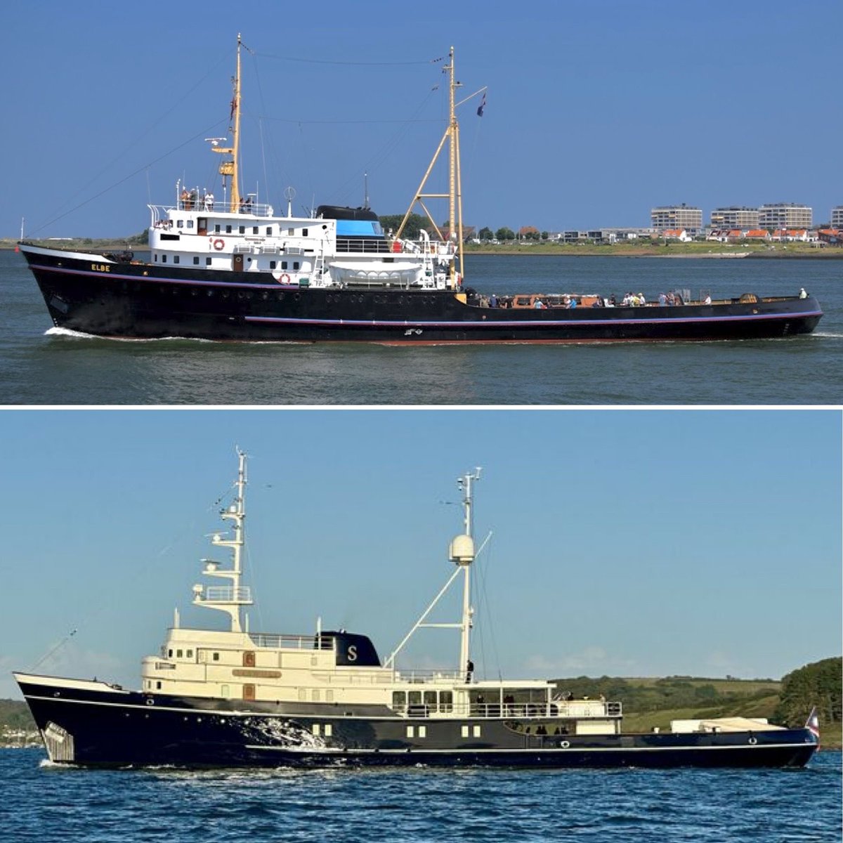 Zusterschip Clyde (1957, Clyde, Smit Salvor, Matsas Salvor, Dolce far Niente, Sea Wolfe C), verbouwd tot luxe jacht onder de naam Seawolf, heeft nieuwe masten, omdat de nieuwe eigenaar <a href="/elbe1959/">Zeesleper Elbe</a> mooier vond. Haar oude uiterlijk is weer bijna terug. Maar wij hebben t origineel ☺️