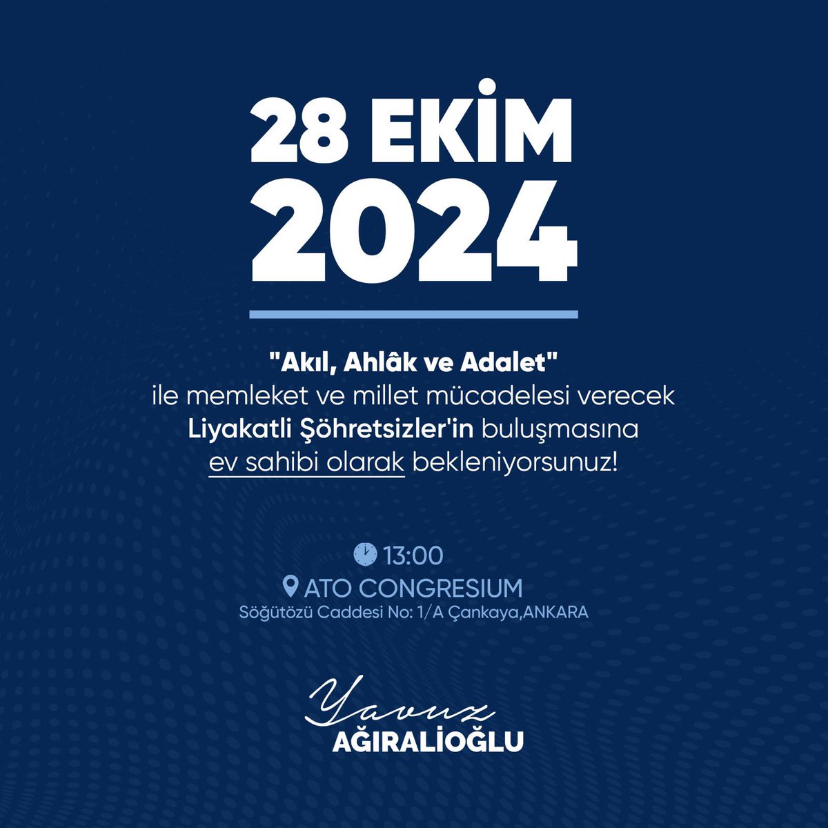 Rabbim, memleketin ihtiyacı olan umudu nasip etsin.
<a href="/yavuzagiraliog/">Yavuz Ağıralioğlu</a> @YAdijitalofis <a href="/yagiralioglu34/">Yavuz Ağıralioğlu Neferleri</a> #YavuzAğıralioğlu #türkiyedeğişimehazır @theagiralioglu