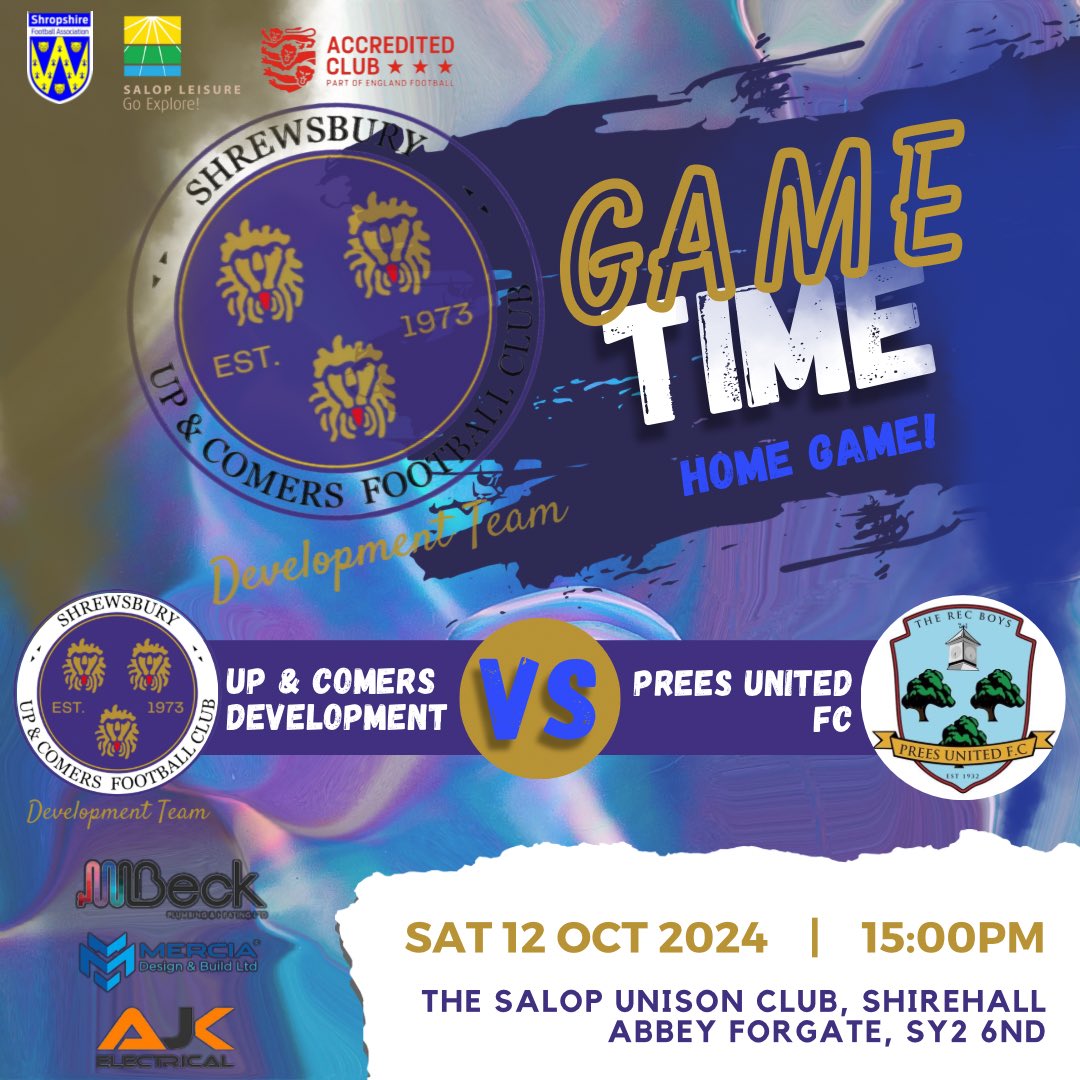 UpnComersMensFC's tweet image. This Saturday the development boys are back at home against high flying @PreesUtdFC 👌🏼 

Come down to the @SalopUnisonClub and support your local team 💥 

#suac #devteam #development #upandcomers #upandcomersdev