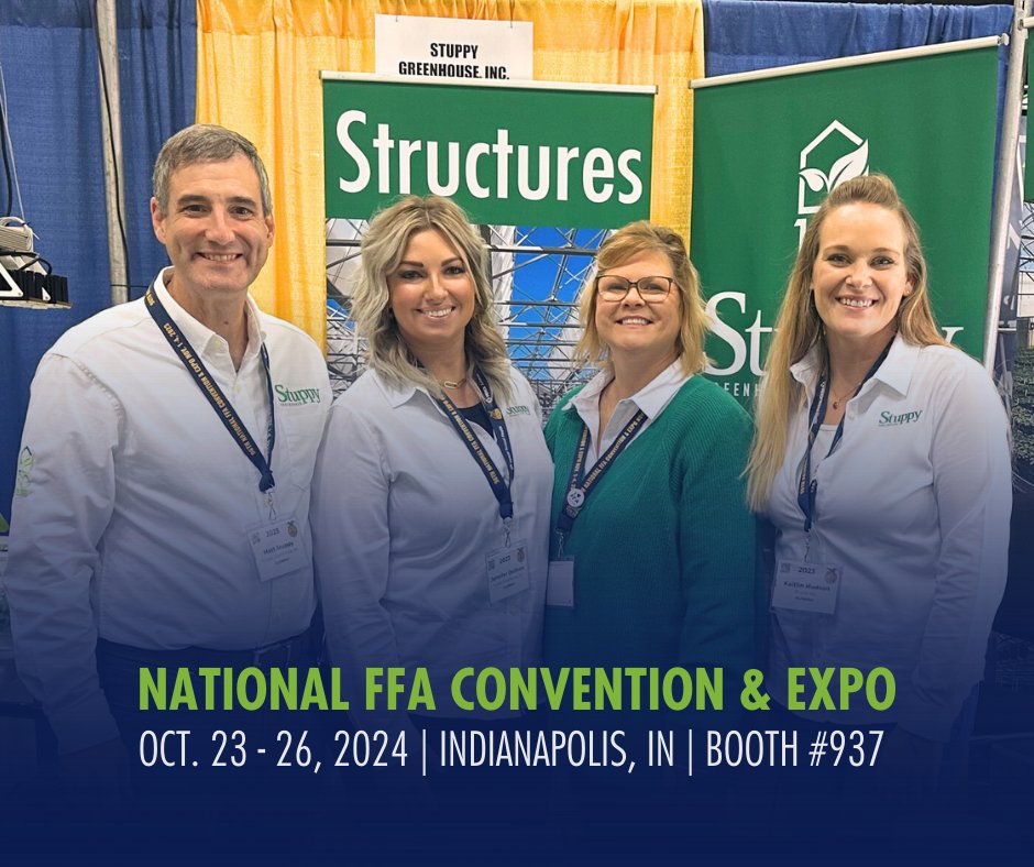 The <a href="/NationalFFA/">National FFA</a> Convention and Expo is almost here, and we’re ready! 🌱

Join us at Booth 937 to learn how our innovative greenhouse structures can support your school’s ag program and boost student learning. See you soon!

#FFA24 #GreenhouseStructures #StrongerWithStuppy
