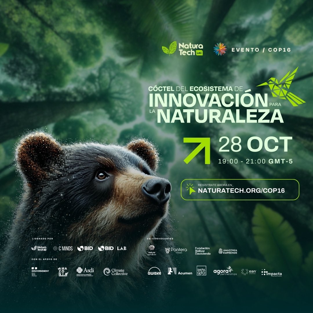 Del 21 de oct. al 1 de nov., Cali acogerá la COP16 y Awake participará en el evento Ecosistemas de Innovación para la Naturaleza organizado por:

<a href="/NaturaTechLAC/">NaturaTech LAC</a> <a href="/el_BID/">Banco Interamericano de Desarrollo</a> <a href="/BiDLab/">BiD Lab</a> <a href="/gouvernementFR/">Gouvernement</a> <a href="/Acumen/">Acumen</a> <a href="/IMPAQTOec/">IMPAQTO | Coworking | Capacitación | Inversión</a> <a href="/AgoraParl/">AGORA</a>