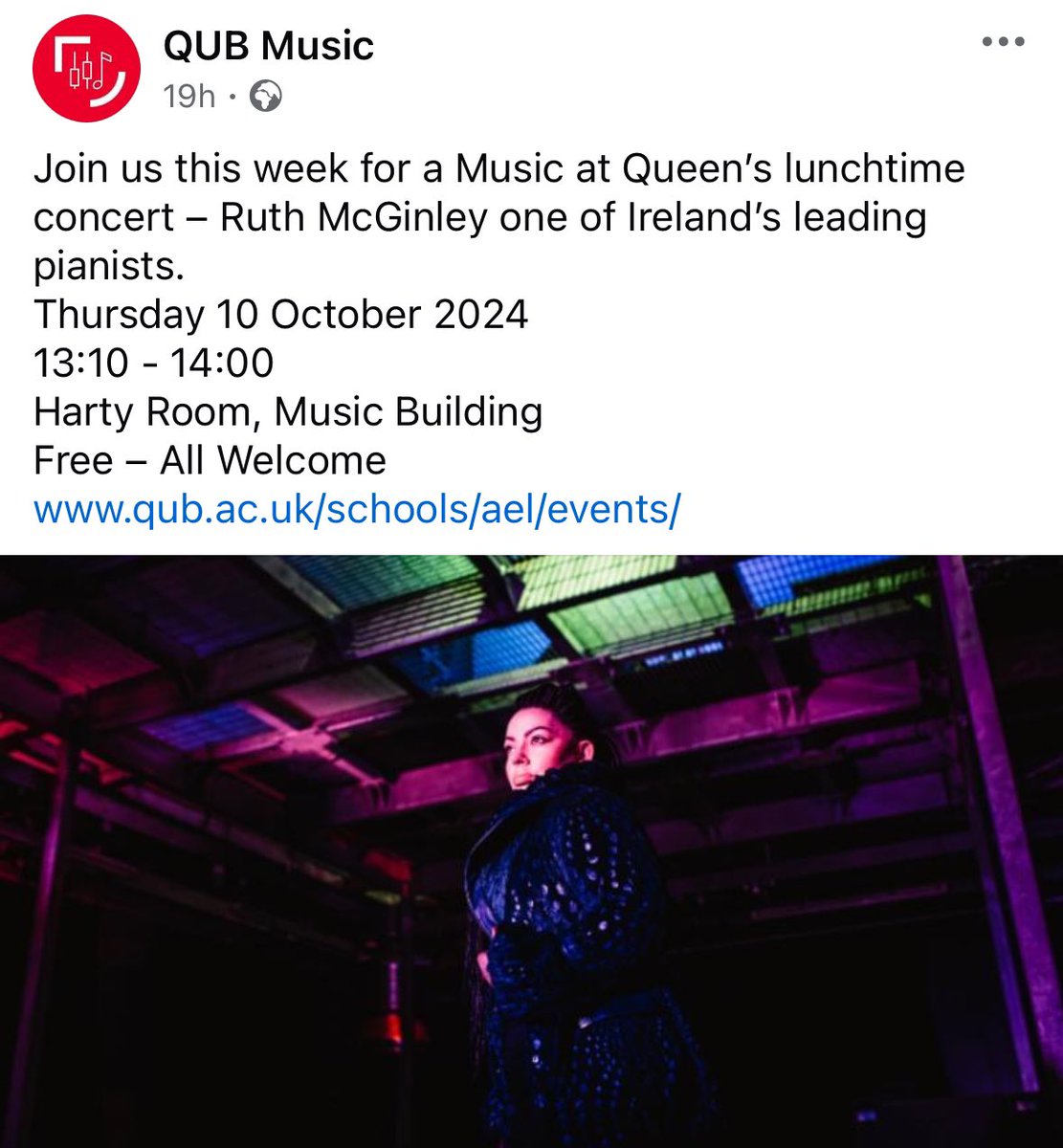Pop in to the Harty Room at Queen’s  tomorrow if you fancy a little lunchtime music 🎹 I’ll be there 💜