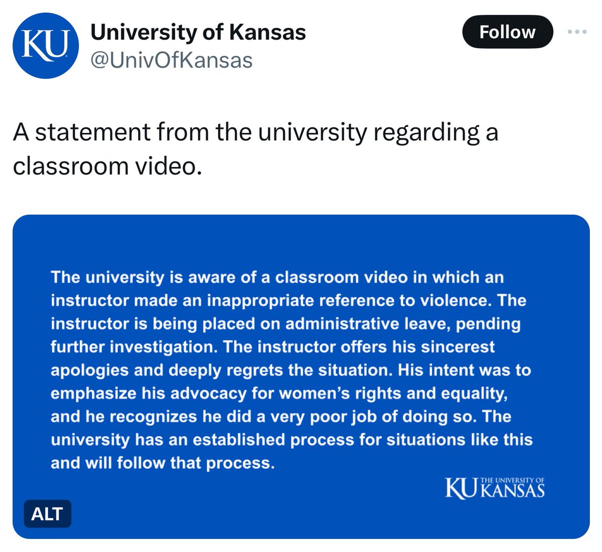 libsoftiktok's tweet image. BREAKING: University of Kansas professor who said men who don’t vote for Kamala should be shot, has been placed on administrative leave pending further investigation.