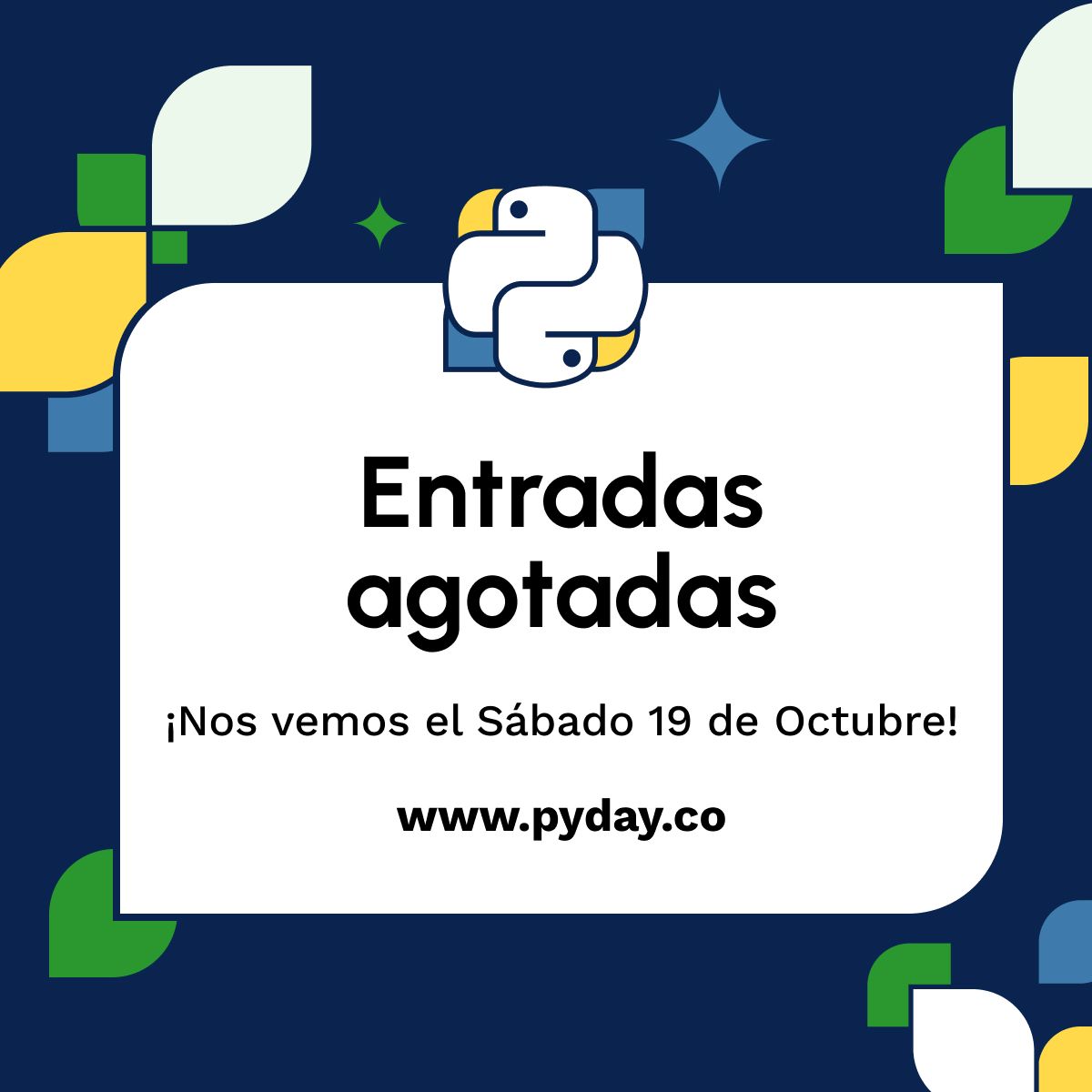 pythoncali's tweet image. ¡Las entradas para el #PyDayCali2024 están agotadas! 😱  Muchas gracias a toda la comunidad de Python, que ha recibido este evento una vez más con tanto entusiasmo 🐍 Nos vemos el sábado, 19 de Octubre en la UAO, Auditorio Quincha desde las 9am.
Agenda: buff.ly/4eaB3vi