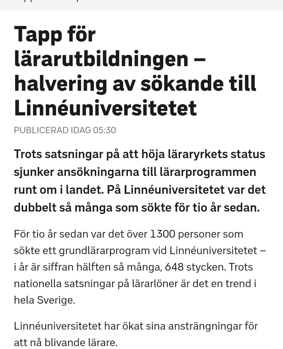 Onödigt brutalt att halvera de sökande :(