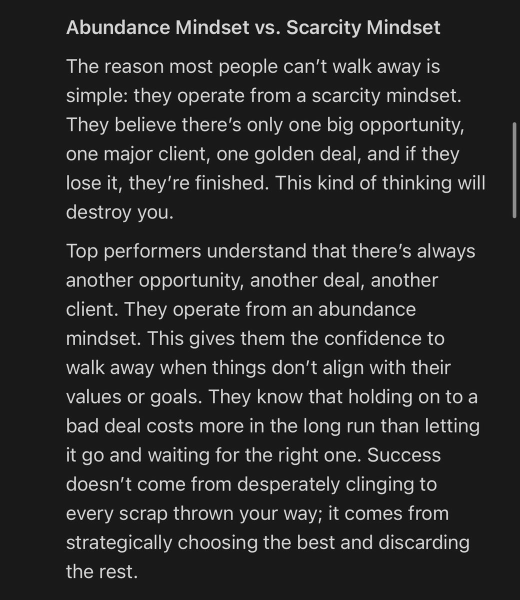 The reason most people can’t walk away is simple: they operate from a scarcity mindset.