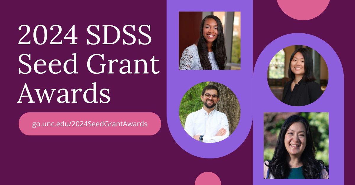 UNC School of Data Science and Society (@uncsdss) on Twitter photo 🌱We’ve awarded 4⃣ seed grants to support interdisciplinary data science research projects. Congratulations to the teams, representing faculty and researchers from <a href="/UNCSON/">UNC School of Nursing</a>, <a href="/UNC_SOM/">UNC School of Medicine</a>, SDSS, <a href="/unccollege/">UNC College of Arts and Sciences</a> and <a href="/theparrcenter/">UNC Parr Center for Ethics</a>! 🎉🎉🎉🎉 go.unc.edu/2024SeedGrantA… 🌱We’ve awarded 4⃣ seed grants to support interdisciplinary data science research projects. Congratulations to the teams, representing faculty and researchers from <a href="/UNCSON/">UNC School of Nursing</a>, <a href="/UNC_SOM/">UNC School of Medicine</a>, SDSS, <a href="/unccollege/">UNC College of Arts and Sciences</a> and <a href="/theparrcenter/">UNC Parr Center for Ethics</a>! 🎉🎉🎉🎉 go.unc.edu/2024SeedGrantA…
