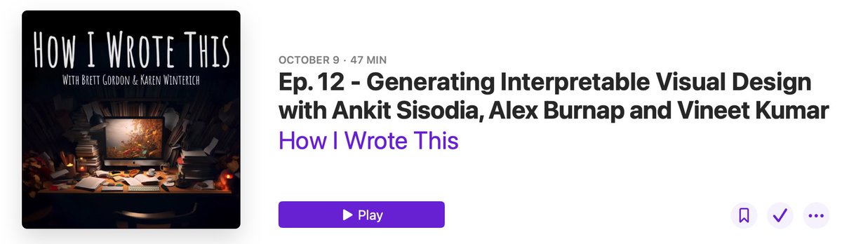 New How I Wrote This episode just dropped!
Paper: "Generative Interpretable Visual Design: Using Disentanglement for Visual Conjoint Analysis"
journals.sagepub.com/doi/10.1177/00…