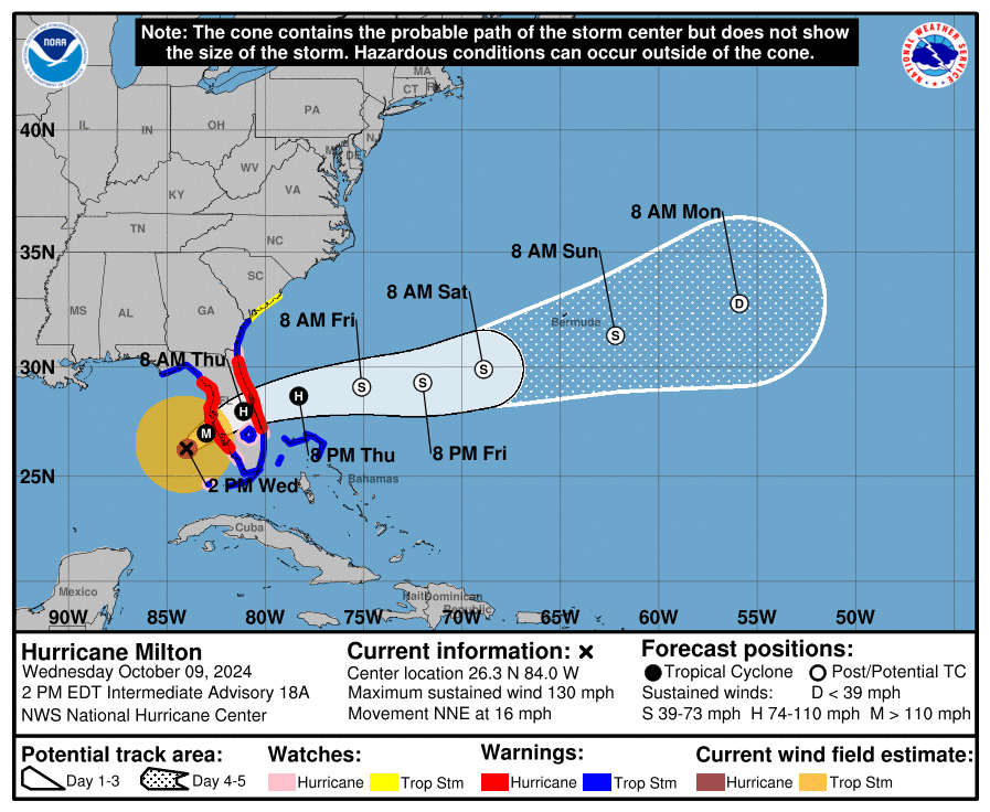 LimWeather's tweet photo. #Hurricane #Milton down to 130mph C4,to be a C3  by C #Florida landfall!
ALL INTERESTS SHOULD FINISH PREPS NOW!
#Wxtwitter #Wxx #tropicswx #HurricaneSeason2024 #Hurricaneseason #Bahamas #HurricaneMilton #FLwx #TampaBay #Tampa #StPete #Sarasota #Bradenton #PortCharlotte #FortMyers https://t.co/i7FWtyCdxl