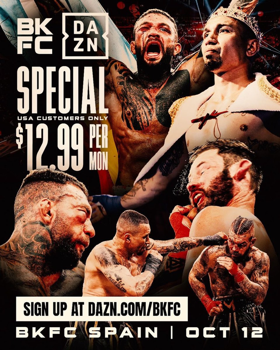 trillerfight's tweet photo. 🚨 BKFC on DAZN new subscriber special ‼️ Subscribe today for only 12.99/month! US Customers only - go to https://t.co/Y9ZY5P96Kn to claim! https://t.co/W7Dfzgrl7N