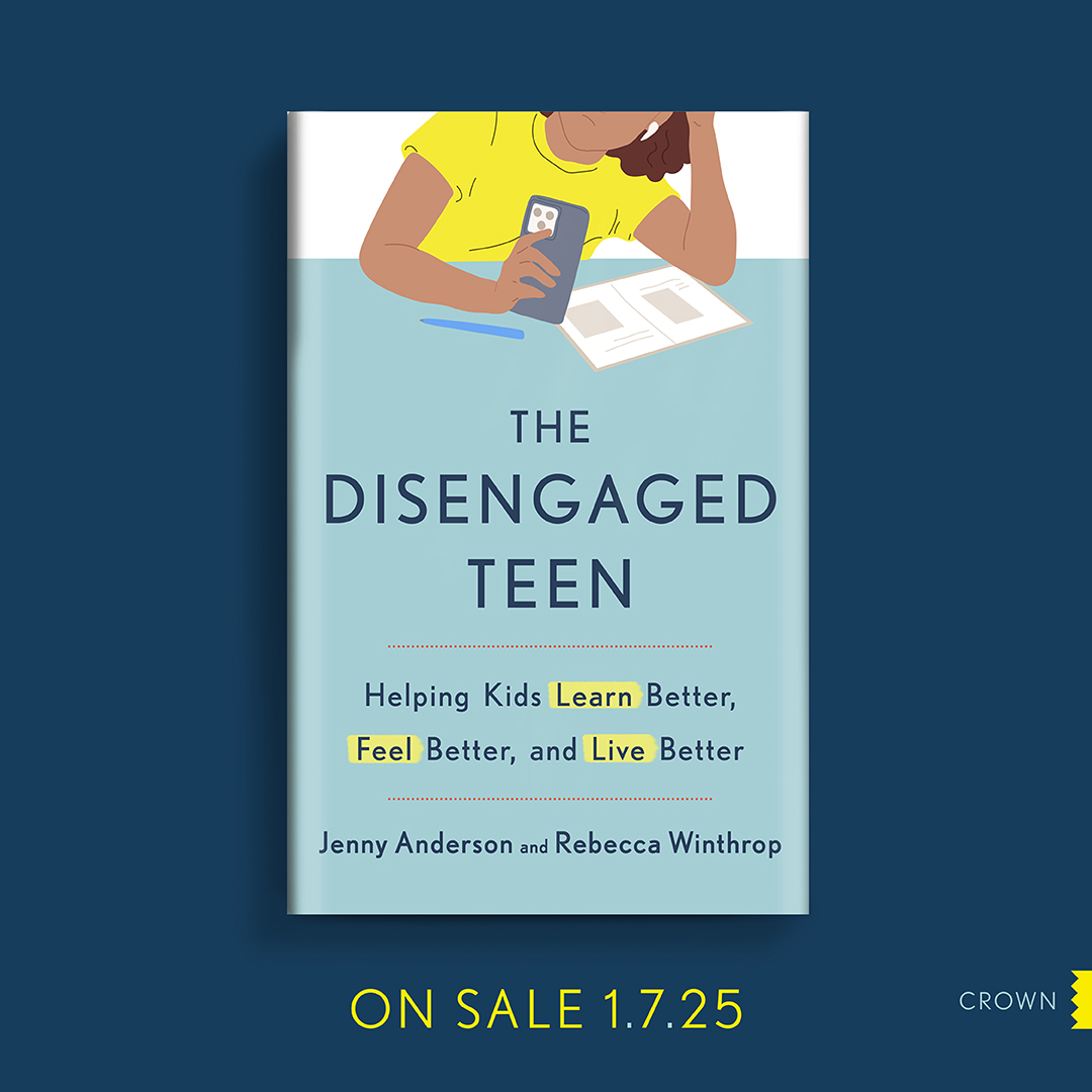 CrownPublishing's tweet image. Award-winning journalist Jenny Anderson & the Brookings Institution’s Rebecca Winthrop have been investigating why so many teens lose their love of learning.
THE DISENGAGED TEEN, offers a powerful toolkit for parents to support their kids—out on 1/7/25.
penguinrandomhouse.com/books/726142/t…