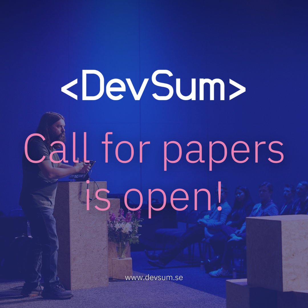 🚀 Call for Papers: DevSum 2025 is Now Open! 🚀

🗓️ Submission Deadline: December 9th
👉 Learn more and submit your proposals: devsum.se/call-for-paper

Don’t miss this chance to inspire and connect! 🌟 #DevSum2025 #CallForPapers #TechConference