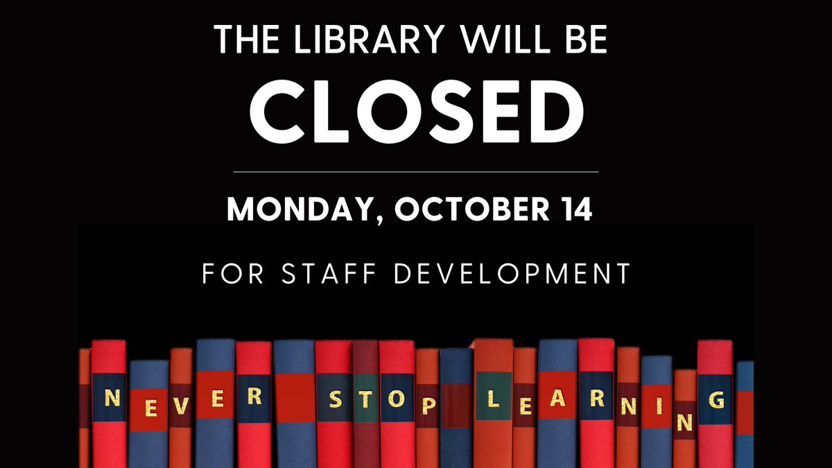 The Library will be closed for staff development on Monday, October 14th. We apologize for any inconvenience and look forward to welcoming you back on Tuesday!
#ahplibrary