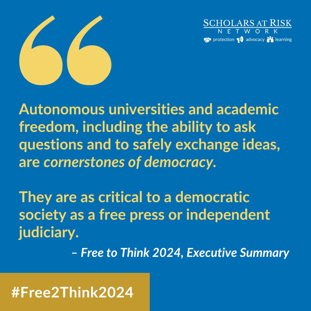 Universities are as essential to a free society as a free press or independent judiciary. #Free2Think2024 shows how threatening universities means weakening democracy in the process: ow.ly/vMTn50TI1o3