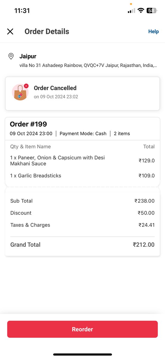 sukhkesh's tweet photo. Pathetic service by @dominos_india @dominos 
They have cancelled my order without any intimation. https://t.co/l9YGPJOYdk