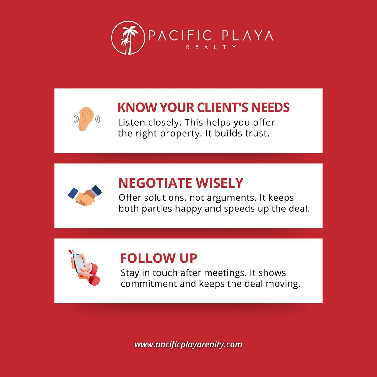CEOEnterpriseNX's tweet image. Here are 3 #ProTips that
@Pacific_Playa has compiled what every #realestateagent needs to know!
Swipe through now & level up your Property Expertee 🏠
#supportsmallbusiness