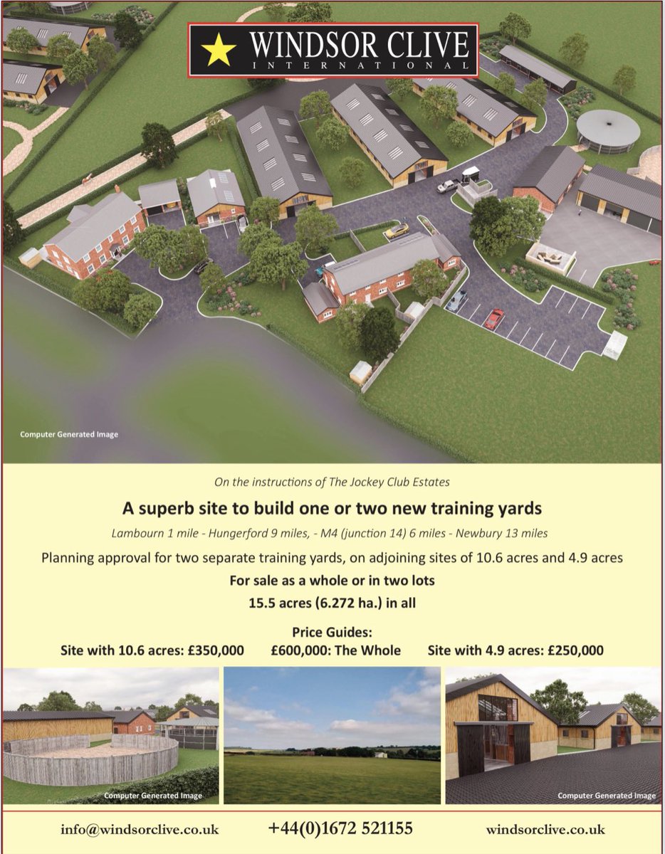 TDN (@thetdn) on Twitter photo ⭐️ <a href="/WindsorCliveInt/">Windsor Clive Int</a> For Sale: A superb site to build one or two new training yards - selling whole or in two lots.
📍 Rowdown, Upper Lambourn
windsorclive.co.uk/equestrian-pro… ⭐️ <a href="/WindsorCliveInt/">Windsor Clive Int</a> For Sale: A superb site to build one or two new training yards - selling whole or in two lots.
📍 Rowdown, Upper Lambourn
windsorclive.co.uk/equestrian-pro…