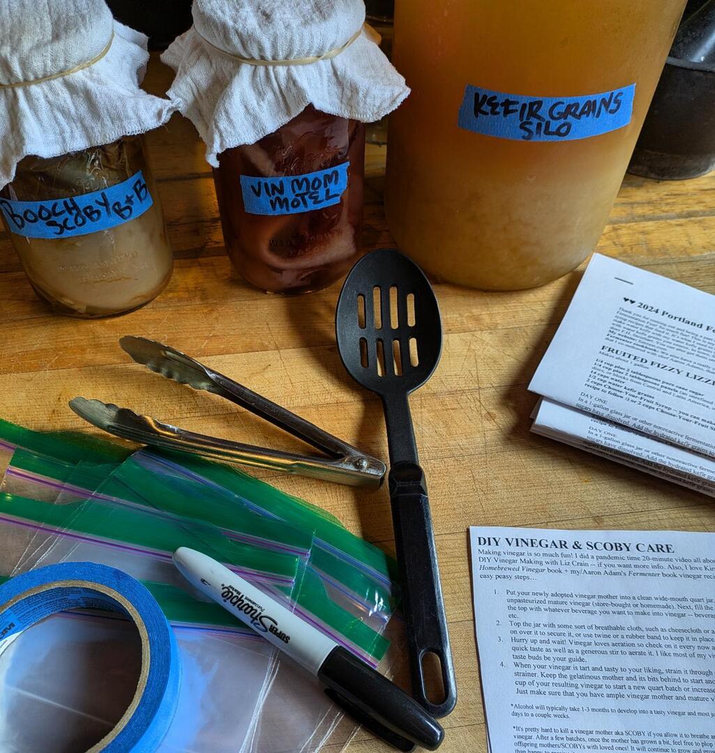 foodloverPDX's tweet photo. Bagging up my vinegar and kombucha mothers/SCOBYs + water kefir grains to give away at the Starter Barter &amp; Adoption Center at TOMORROW'S @pdxfermentfest #pdxfermentfest at @ecotrust. 

I'm bringing individual baggies of all of these plus recipes and ins… https://t.co/WFIqX61gXN https://t.co/MJ0kfKmUrN