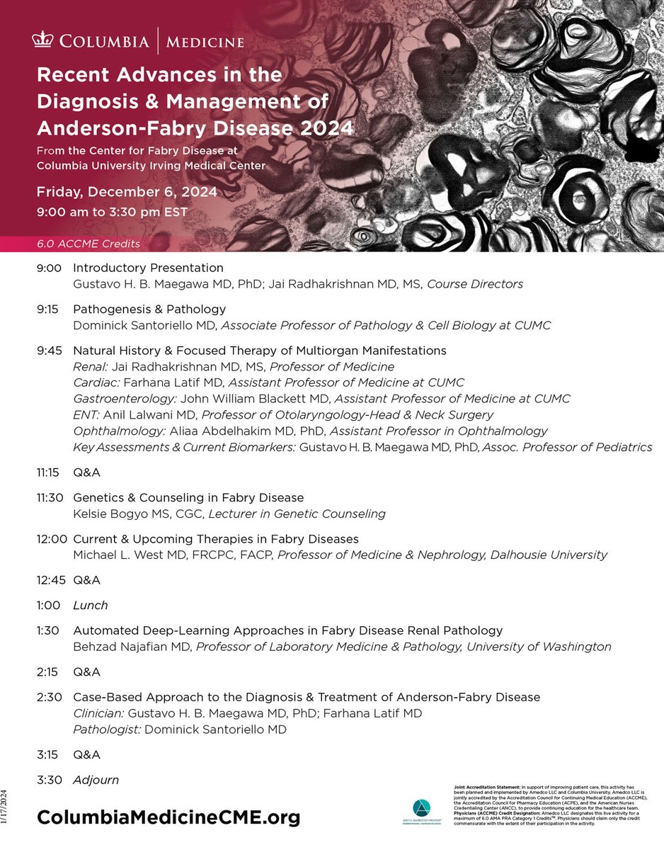 Jai Radhakrishnan (@jradnephro) on Twitter photo Join us for our virtual program 'Anderson-#Fabry Disease: Update in Diagnosis & Treatment’ on Friday, December 6, 2024. Registration & Info:
eventleaf.com/e/Fabry2024
#FabryDisease #CardioTwitter #NephTwitter #NephPearls #Nephrology #Nephrologist #Cardiology Join us for our virtual program 'Anderson-#Fabry Disease: Update in Diagnosis & Treatment’ on Friday, December 6, 2024. Registration & Info:
eventleaf.com/e/Fabry2024
#FabryDisease #CardioTwitter #NephTwitter #NephPearls #Nephrology #Nephrologist #Cardiology