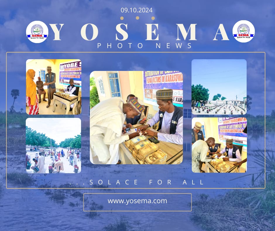 sema_yobe's tweet photo. Yobe SEMA continues Support to Flood Victims
...Distributes food and NFI to 700 HH in Fune
...Continues Disbursement of Cash in Karasuwa targeting over 895 victims with 30,000 each

In a continiution of implementation of Governor Mai Mala Flood Response plan aimed at cushioning the plight of flood victims in Yobe State, the Yobe State Emergency Management Agency (SEMA) has rolled out a series of relief interventions targeting the most affected areas.

SEMA, in collaboration with the Karasuwa Local Government Flood Committee, continues the disbursement of cash stimulus targeting 895 victims of the 2024 flood in Jajimaji. This initiative is part of the government's broader efforts to provide financial assistance to households severely impacted by the flooding that devastated the region earlier this season.

So far 604 beneficiaries have already received their cash stimulus after a thorough validation process conducted by the flood committee. The cash support is aimed at helping families rebuild their lives after the extensive damage caused by the flooding. 

The state government, through SEMA, is committed to reaching all verified victims as part of Governor Buni's commitment to post flood recovery and reintegration.

In another major relief response, SEMA has supported over 700 households in Fune LGA with first line food and non-food items.

This intervention, which covered 20 communities across 13 wards, was meticulously planned to address the urgent needs of flood victims based on the extent of damage to their homes and livelihoods.

The items distributed include rice, pasta, combo packs, nylon mats, mosquito nets, buckets, kettles, bath soap, washing soap, detergent, and wax print fabric. 

These items are expected to provide immediate relief to the affected families, ensuring that they have the basic necessities to survive the post-disaster period.

The agency emphasized that the selection of beneficiaries was based on an assessment of the severity of damages, ensuring that the most vulnerable households received timely assistance.

Both interventions are part of SEMA’s ongoing efforts to cushion the impact of the 2024 flood disaster, which has left thousands of households displaced and in urgent need of support. The state government, under Governor Buni's administration, continues to prioritize flood response and recovery.

These interventions in Karasuwa and Fune LGAs highlight the state's commitment to addressing the needs of flood victims and providing timely and essential support to help them rebuild their lives.

SEMA’s Executive Secretary, Dr. Mohammed Goje, reaffirmed the agency’s dedication to ensuring that no one household is shortchanged . He stated, “Our mission is to ensure all policy pronouncement of His Excellency are implemented. We will continue working tirelessly until every affected community is reached.”

As the flood response continues, Yobe State remains committed to building resilience and mitigating the impact of future disasters on its communities.