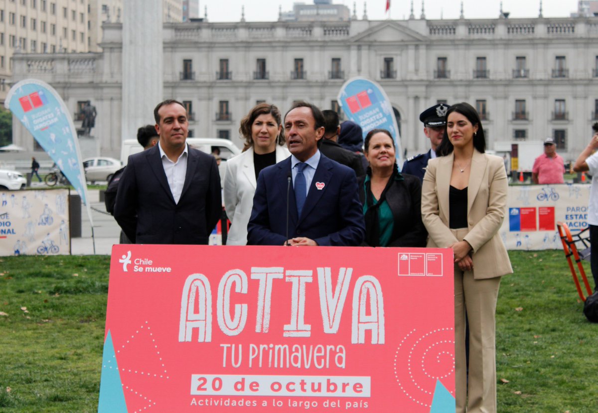 En actividad con deporte en el espacio público junto a la ministra de <a href="/mindefchile/">Ministerio de Defensa Nacional</a>, Maya Fernández y la <a href="/SubseVoceriaGob/">Subsecretaría General de Gobierno</a>, Nicole Cardoch, nuestras autoridades presentaron Activa tu Primavera, evento que se realizará el 19 y 20 de oct. en todo 🇨🇱

+ info 👉ind.cl/activa-tu-prim…
