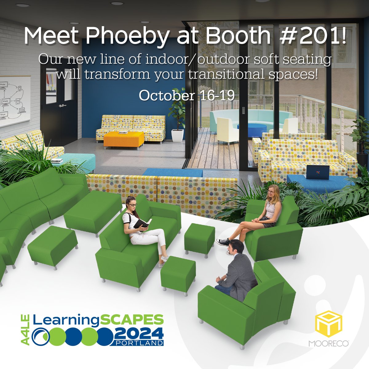 MooreCoInc's tweet photo. Meet Pheoby at #LearningSCAPES! Our new line of modular, indoor/outdoor soft seating works together to create a cohesive, transitional space that blurs the boundaries between indoor comfort and #outdoor freedom. Visit booth #201 to learn more! #MooreCoInc
https://t.co/C5kp0DFItk https://t.co/jDpkrjtS1q