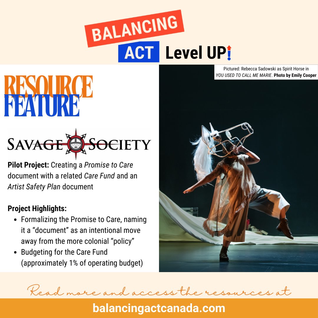 🔶RESOURCE FEATURE: <a href="/SavageSociety33/">Savage Society</a>🔶

Savage Society piloted “Promise to Care,” which included a Care Fund &amp; an Artist Safety Plan, to proactively support mental health &amp; wellbeing.

Read more and access* their resources at BalancingActCanada.com
*See Membership for more info