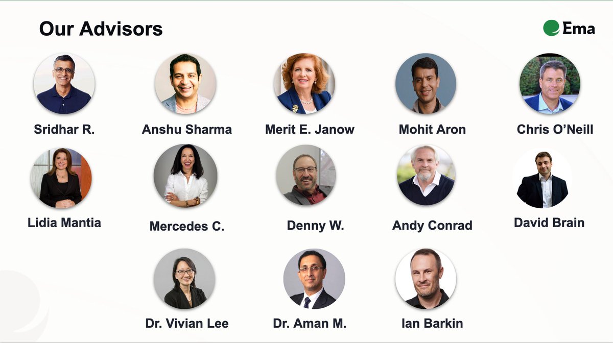 We are so proud to introduce our incredible Advisory Board—all visionary leaders across tech, AI, and healthcare. Their knowledge guides Ema's journey as we pioneer Agentic AI for enterprises 🚀

Read more about their stellar expertise on our page:  ema.co/advisors
