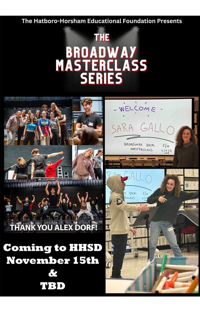 SAVE THE DATE!!!

Our Broadway Masterclass Series is BACK and better than ever!!!

**These series are for Keith Valley and HHHS students**