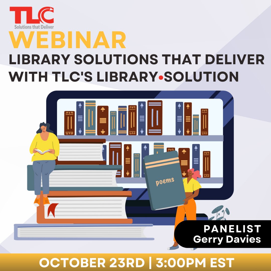 TLCdelivers's tweet image. Looking for a new Library Management System? The Library Corporation is here to help! Join us for a demo of Library•Solution, TLC&apos;s easy-to-use library management system. 

Register: trib.al/k1NY1L9

#LibraryWebinar #LibraryWebinar #LibraryTechnology #LibraryInnovation