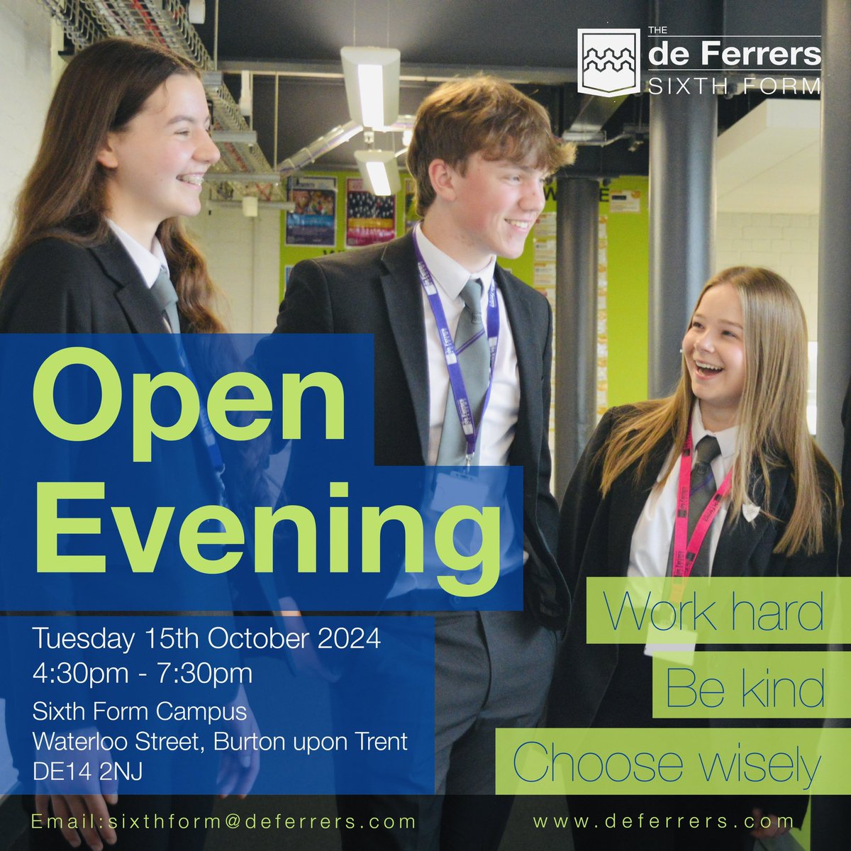 deFerrers_6th's tweet photo. de Ferrers Sixth Form Open Eveningπ Why be average when you can be de Ferrers?π₯
Explore courses, meet teachers, and see what Sixth Form life could be like! Ready to take the next step? π
#WhyBeAverage #deFerrersSixthForm #OpenEvening
@deferrers https://t.co/WUkIA2Y0zO