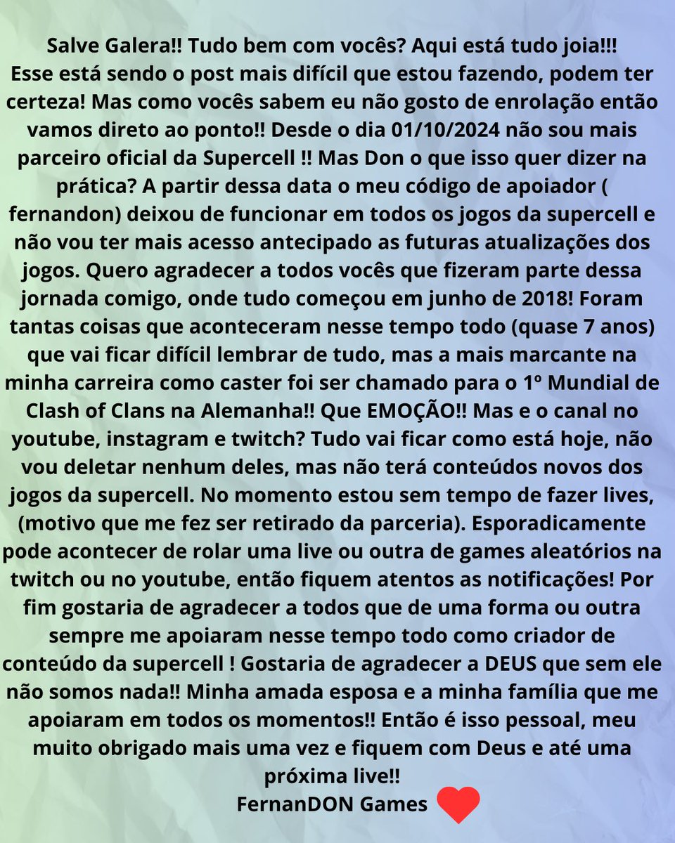 Obrigado por tudo pessoal !! Tmj