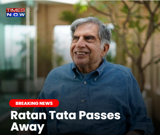 TimesNow's tweet photo. #Breaking: Ratan Tata Passes Away.  

#RatanTata #TNCards https://t.co/aCaUWqCjYj