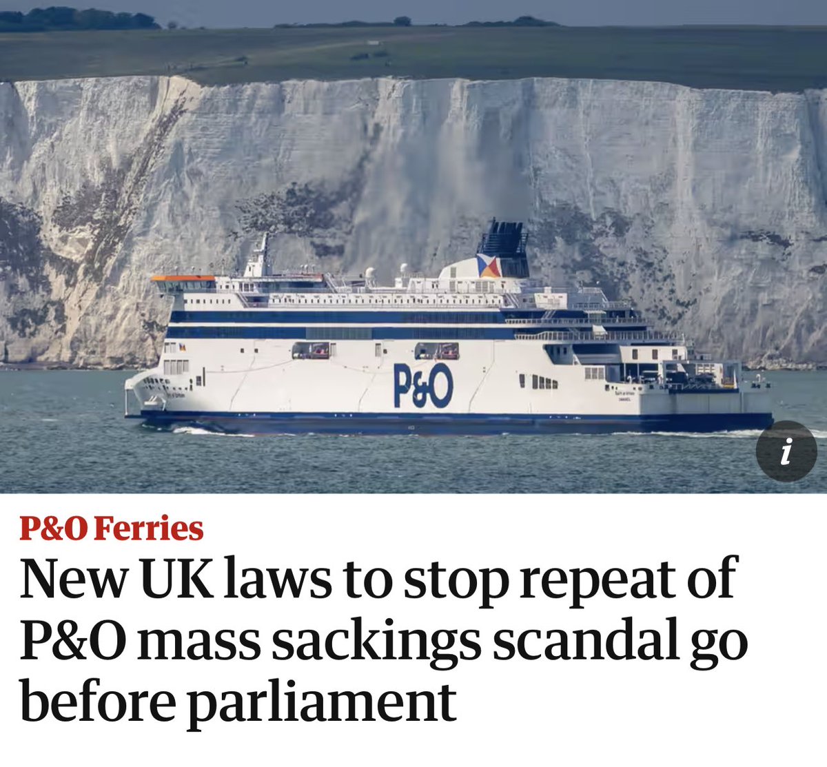 BREAKING 🚨 | New UK laws to stop repeat of the brutal P&amp;O mass sackings scandal will go before Parliament.

Unions have campaigned for these new laws. They will strengthen protections against bad employers.

The Tories left the door open for another P&amp;O - Labour’s agenda is