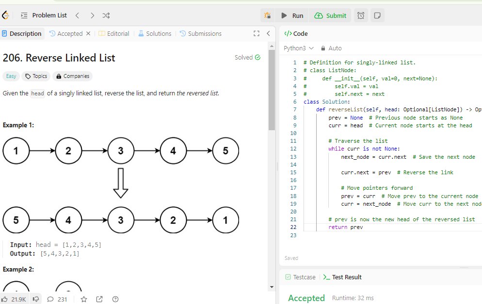 astha_issrani07's tweet image. Day 16!!!
So, I reversed a Linked List today. :D &amp;lt;3
#crackyourinternship