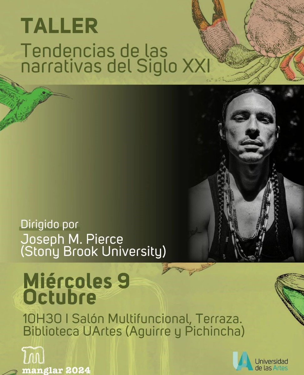 AGENDA DE MIÉRCOLES  ENCUENTROS MANGLAR 2024 No te pierdas de: 
TALLER: Tendencias de las narrativas del siglo XXI - 10:30AM con Joseph M. Pierce