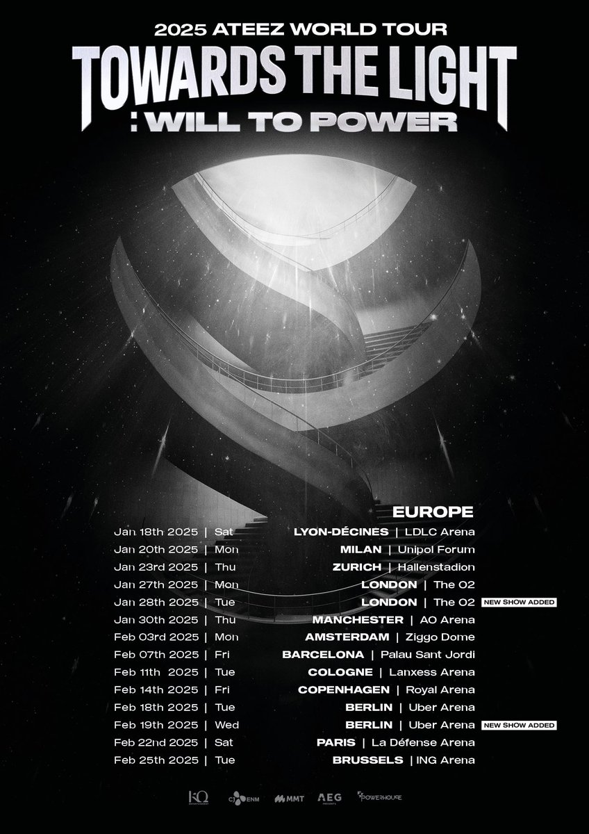 ATEEZofficial's tweet photo. [📢] ATEEZ 2025 WORLD TOUR [TOWARDS THE LIGHT : WILL TO POWER] IN EUROPE
⠀
🔗 Additional Show Announcement
https://t.co/2L4xFxJ15S

#ATEEZ #에이티즈
#TowardsTheLight #Will_To_Power https://t.co/iAIPhkBJZU