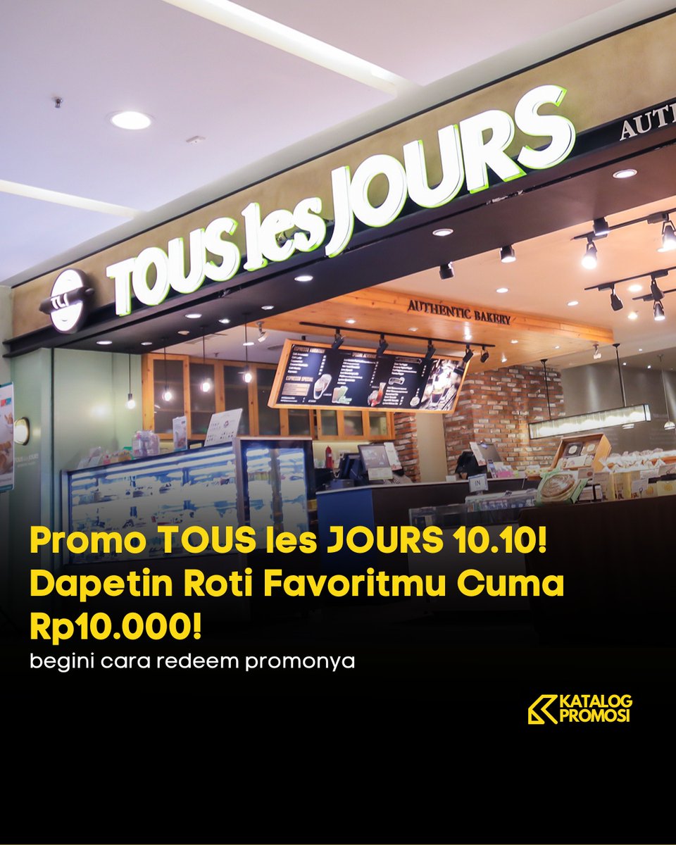 katalogpromosi's tweet image. 🍞✨ Promo TOUS les JOURS 10.10 is here! 
Dapetin roti favorit cuma Rp10.000 dengan QRIS Wondr by BNI. Berlaku dari 10-14 Oktober, yuk jangan sampai ketinggalan ya! #TousLesJoursPromo #Promo1010 #rotienak

info promo selengkapnya, ada di sini katalogpromosi.com/promo-tous-les…