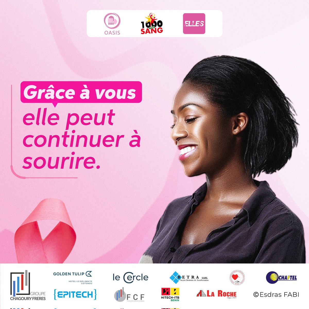 1000poursang229's tweet photo. Grâce à vous qui participerez au Pink Festival 2024, les femmes atteintes du cancer de sein pourront de nouveau sourire 🩷
#PinkFestival
#1000Poursang
#Ellesapps
#BPP4 https://t.co/IAWxPrH2rX