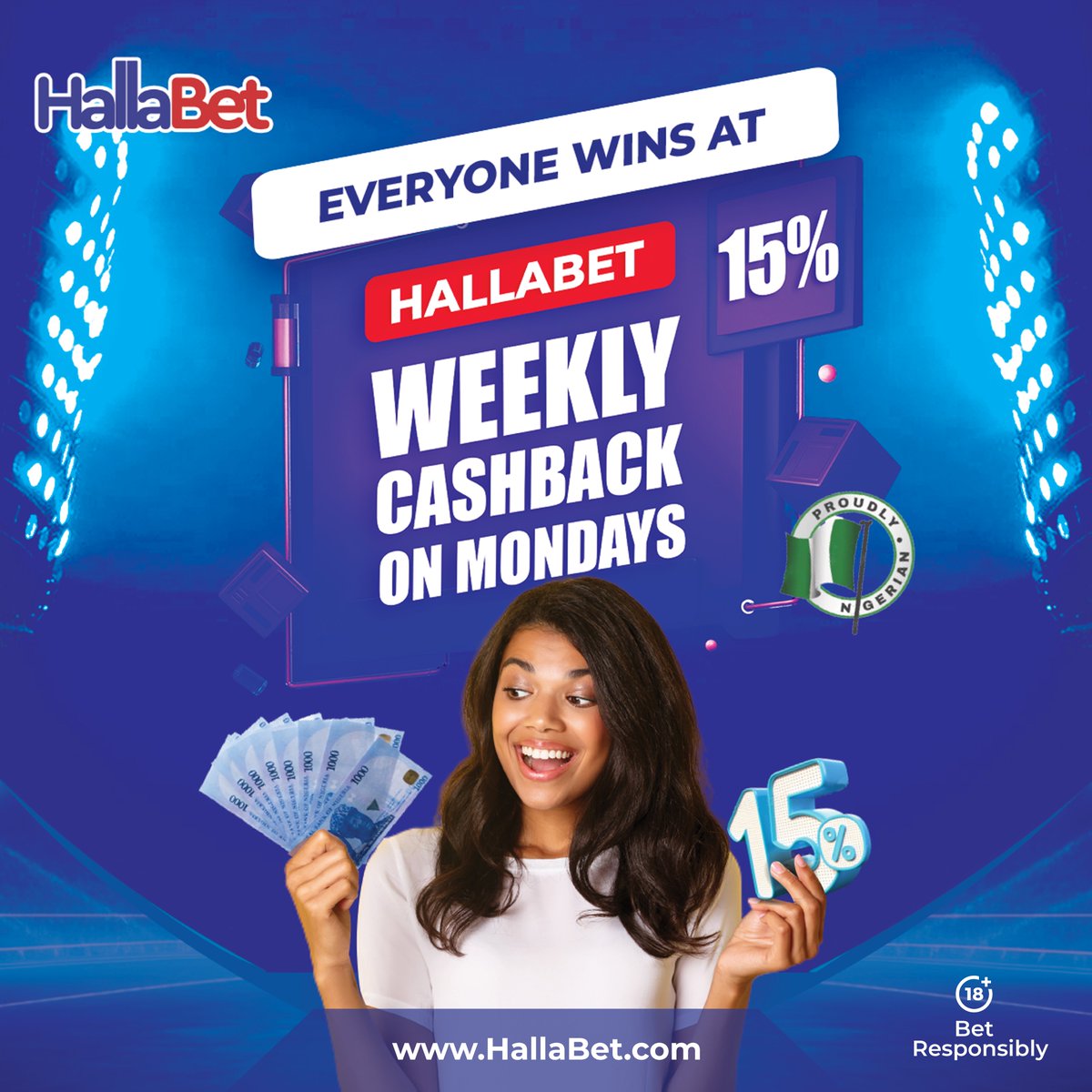 Hallabetnigeria's tweet photo. 🎉 15% WEEKLY CASHBACK 🎉

Get 15% of your losses on Sportsbook and Casino back every Monday! 🎉💯

Experience Beta Betting with HallaBet! 🎉

#HallaBet #WeeklyCashback #fyp #explore #Cashback #ProudlyNigerian #explorepage #BetaBetting https://t.co/rr53oNjfPW