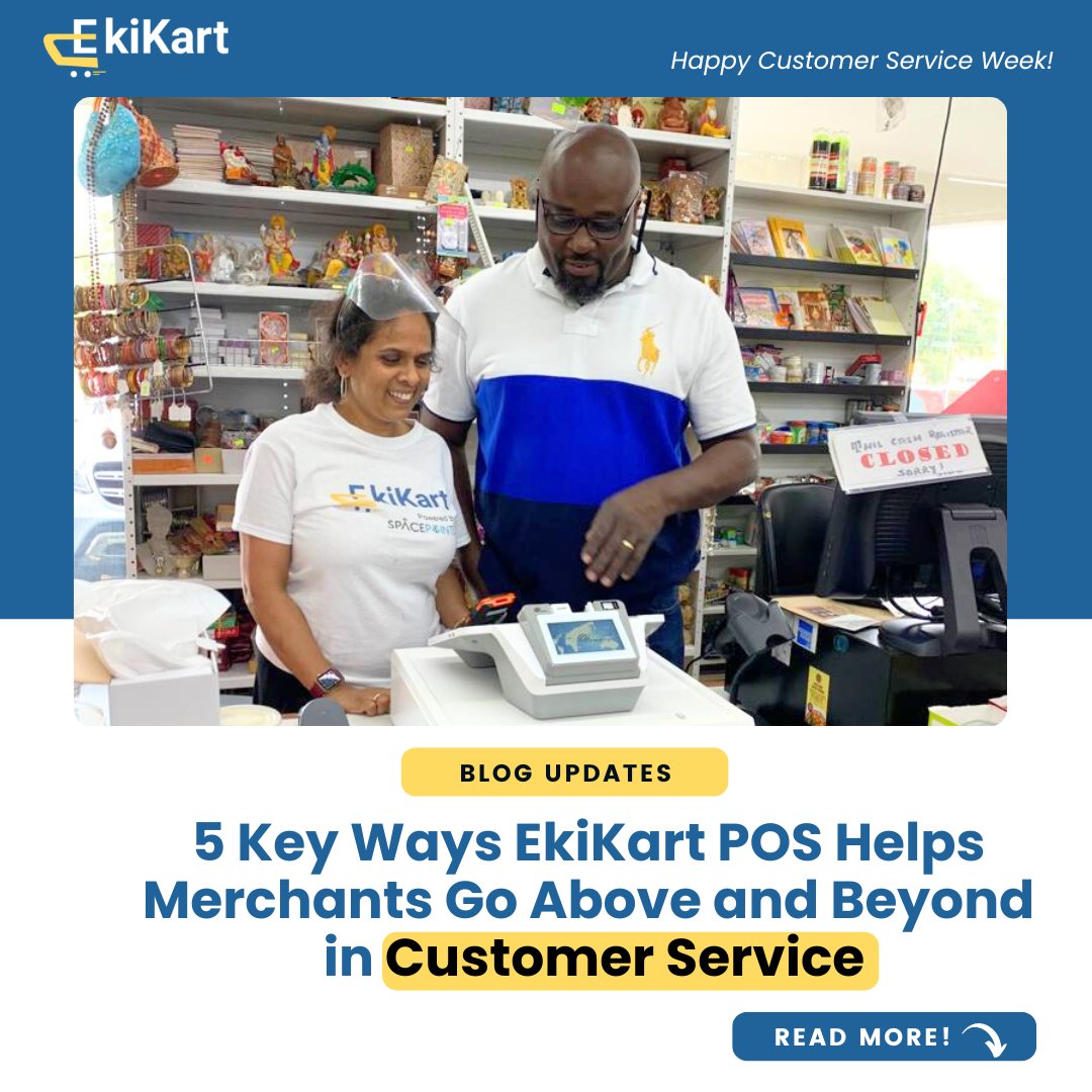 *Read More* hubs.la/Q02SmQDj0
.
Delivering exceptional customer service doesn’t have to be difficult. Check out our latest blog on how EkiKart POS helps merchants serve their customers better every day! From faster payments to customer management, we’ve got you covered. 💡