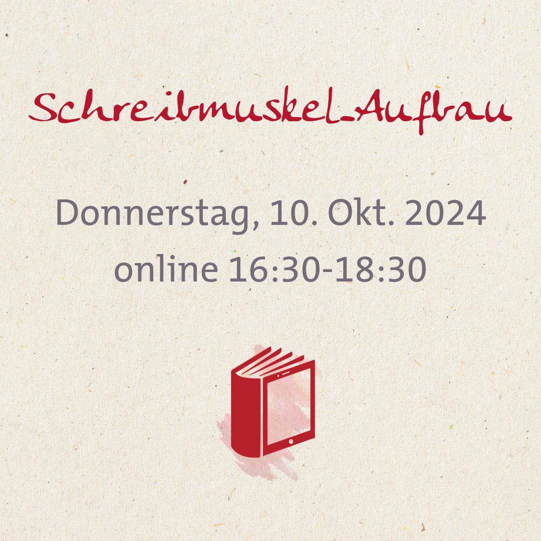 U_Scheuermann's tweet photo. Schreibmuskel-Aufbau 10.10.24 von 16:30-18:30 PRÄGNANZ
Auf den Punkt schreiben – Klappentexte, Gliederungen, Vita und andere Kurzfassungen, bei denen jedes Wort sitzen soll 
In der Kürze liegt die Würze: Aber sich kurz zu fassen, ist gar nicht so leicht.
https://t.co/1A8S2OA2qG https://t.co/Ywk1ljnwBg
