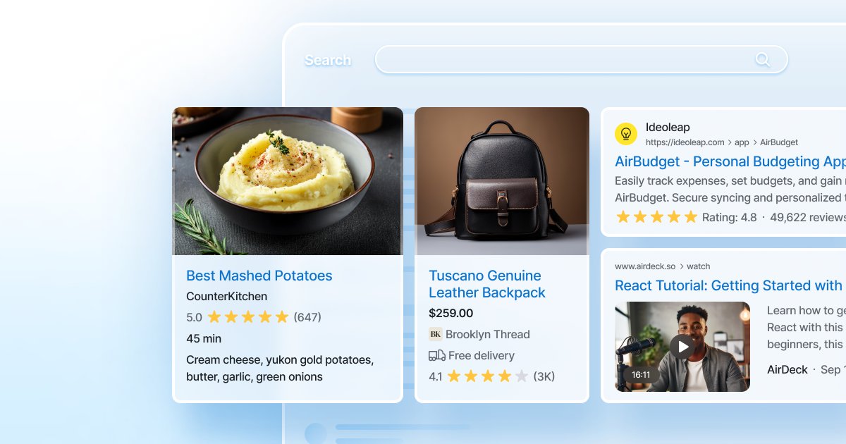flowpoint_ai's tweet photo. One way of enhancing your appearance in Google search results is to utilize Rich Results. Rich Results display snippets of structured data that highlight content from your website.

Learn more about Google Rich Results: https://t.co/x9fUs912kv https://t.co/QhXkY5utkf