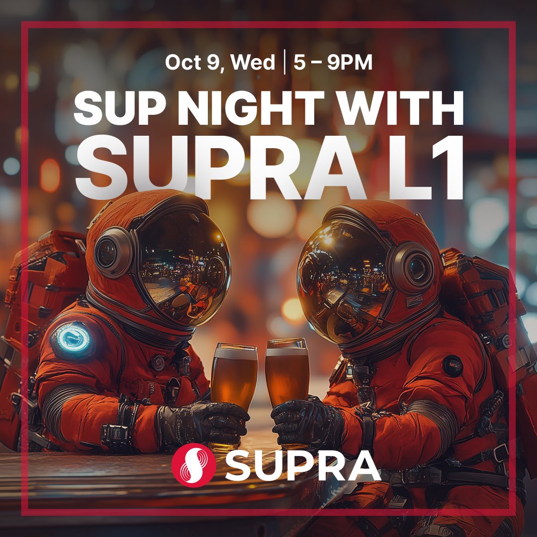 SUPRA_Labs's tweet photo. We can hardly contain ourselves... 

Come through tonight and chat all the big Supra Layer1 news dropping this week during @Permissionless III!

Reserve your spot with link in comments. https://t.co/Tp7nuhORqY