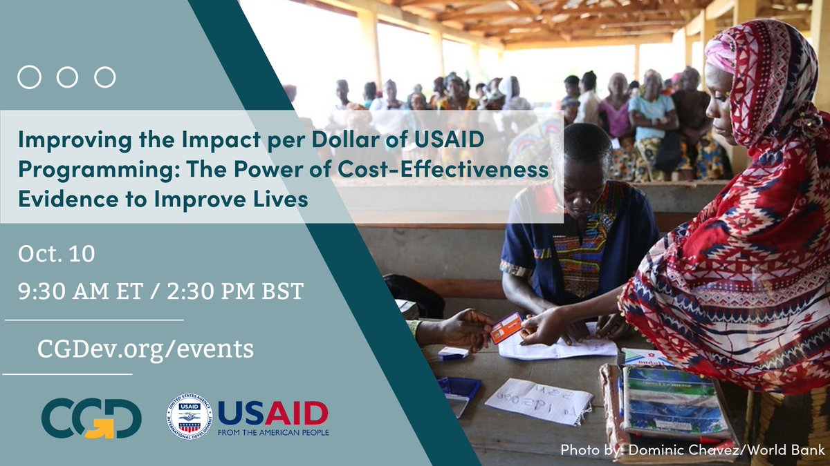 Center for Global Development (@cgdev) on Twitter photo 📅 TOMORROW: <a href="/CGDev/">Center for Global Development</a> & <a href="/USAID/">USAID</a> are holding a discussion on cost-effectiveness to improve impact per dollar, with a keynote address by <a href="/ColemanUSAID/">Isobel Coleman</a>.
Register here to join us! ⬇
bit.ly/3XOYCTP 📅 TOMORROW: <a href="/CGDev/">Center for Global Development</a> & <a href="/USAID/">USAID</a> are holding a discussion on cost-effectiveness to improve impact per dollar, with a keynote address by <a href="/ColemanUSAID/">Isobel Coleman</a>.
Register here to join us! ⬇
bit.ly/3XOYCTP