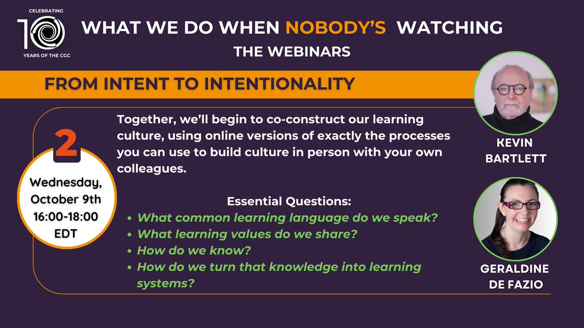 It's happening TODAY! ⏰

The second webinar in our "What We Do When Nobody's Watching" series: "From Intent to Intentionality" with guest guide Gerry De Fazio.

When: Wednesday, October 9th, 4:00-6:00 PM ET

Re-imagining Teacher Evaluation