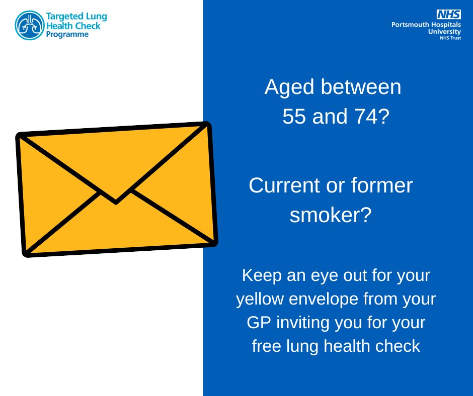 If you’re aged 55-74 look out for a yellow envelope from your GP inviting you to your free Lung Health check
