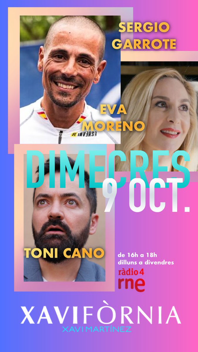 🟣MENÚ!🍼

Legend: <a href="/sergiohandbiker/">𝕊𝕖𝕣𝕘𝕚𝕠 𝔾𝕒𝕣𝕣𝕠𝕥𝕖</a> 🥇 

Sexe: <a href="/EvaTapersex/">Eva Moreno Sexóloga</a> 💦 

Concurs en directe amb <a href="/Toni_Cano_/">Toni Cano</a> 🎅🏻

16:00h👉🏼 rtve.es/play/radio/rad… ⚡️ <a href="/xavimartinez/">Xavi Martínez</a> <a href="/radio4_rne/">radio4_rne</a>