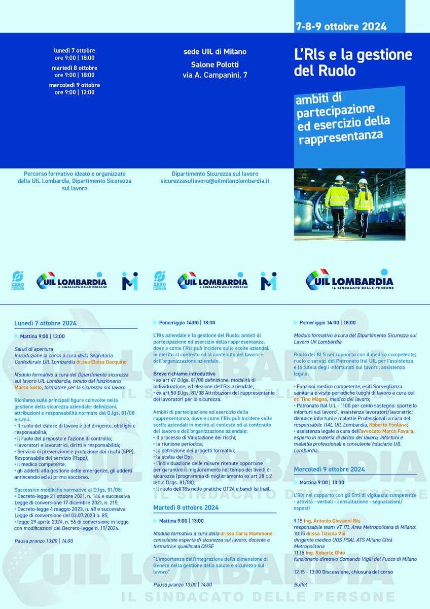 Uil Milano Lombardia (@uilmilanolombar) on Twitter photo Conclusa la terza e ultima giornata di formazione "L'Rls e la gestione del Ruolo, ambiti di partecipazione ed esercizio della rappresentanza".
<a href="/Vizza1972/">Enrico Vizza</a> <a href="/edacquino/">Eloisa Dacquino</a> <a href="/VincenzoCesare2/">Vincenzo Cesare</a> <a href="/enriazz/">Enrico Azzaro</a> <a href="/montedurototi/">salvatore monteduro</a> <a href="/UILofficial/">Uil Nazionale</a> <a href="/IvanaVeronese/">Ivana Veronese</a> Conclusa la terza e ultima giornata di formazione "L'Rls e la gestione del Ruolo, ambiti di partecipazione ed esercizio della rappresentanza".
<a href="/Vizza1972/">Enrico Vizza</a> <a href="/edacquino/">Eloisa Dacquino</a> <a href="/VincenzoCesare2/">Vincenzo Cesare</a> <a href="/enriazz/">Enrico Azzaro</a> <a href="/montedurototi/">salvatore monteduro</a> <a href="/UILofficial/">Uil Nazionale</a> <a href="/IvanaVeronese/">Ivana Veronese</a>